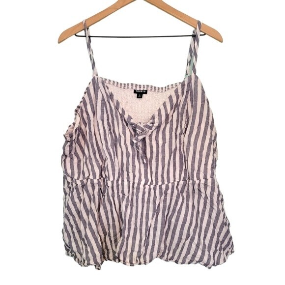 Torrid Blue & White Stripe Tie Front Tank Top Size 5X - Picture 1 of 5